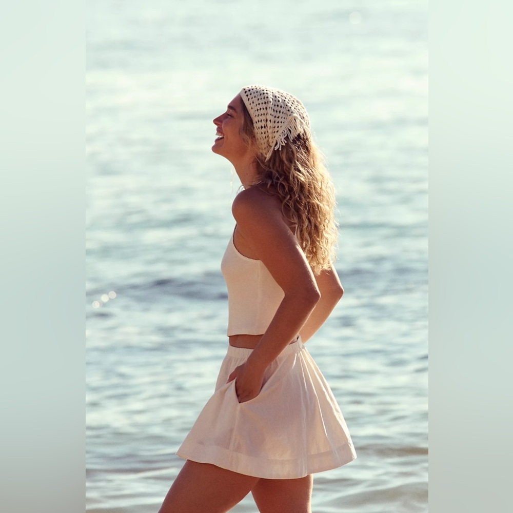 Free People free-est Milani Tank Top Mini Skirt Boho Cotton Set Coconut Milk - Picture 2 of 4